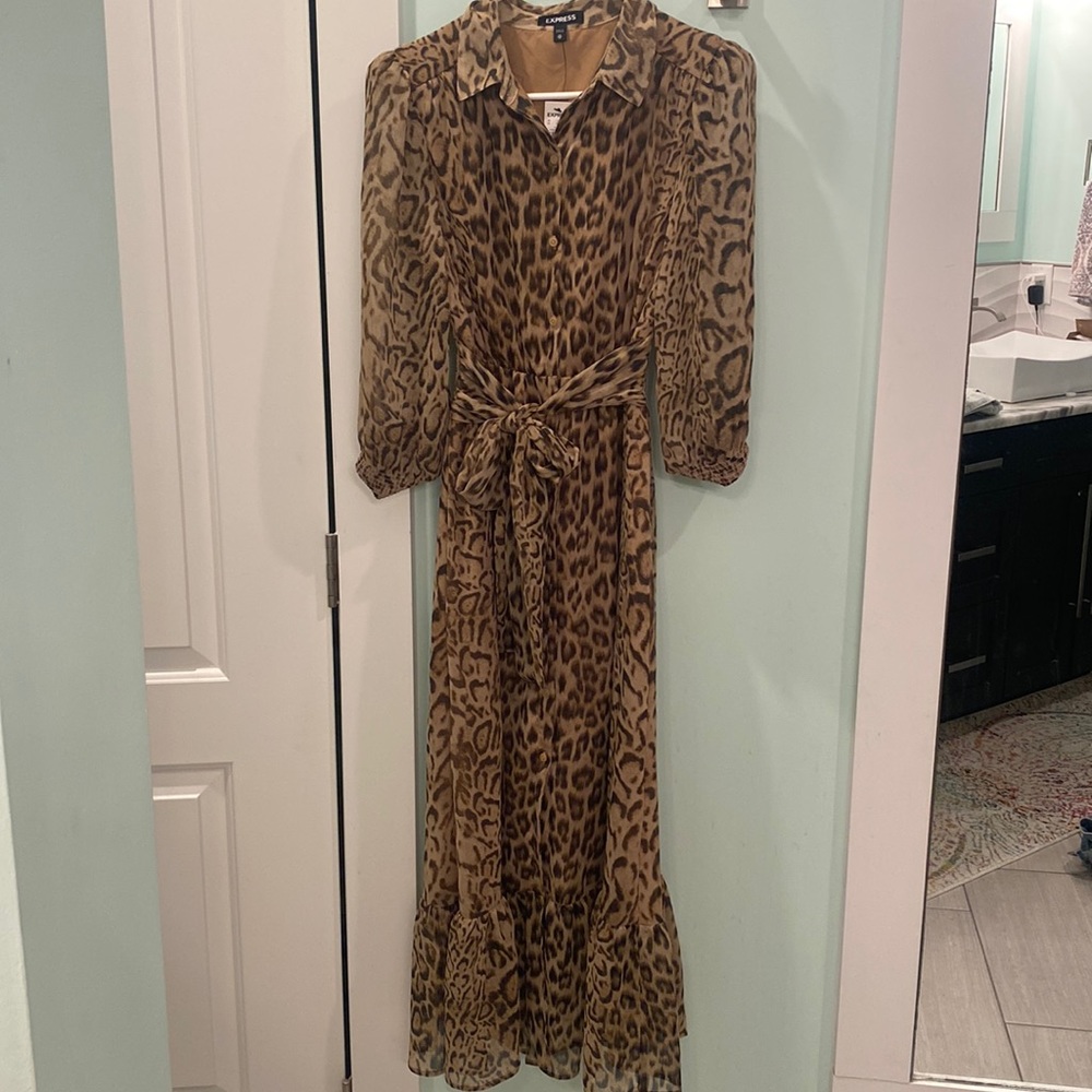 Express leopard midi dress